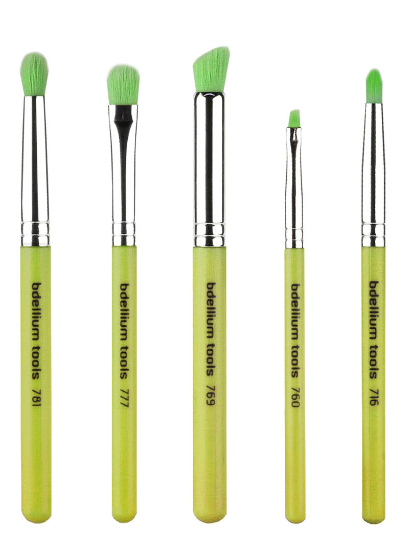 5-Piece Professional Eco-Friendly Smoky Eye Brush Set Green/Silver