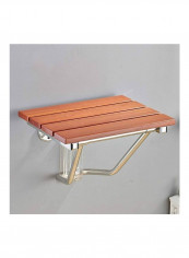 Folding Wall Mounted Relaxation Shower Chair Brown/Gold 44x10x39centimeter