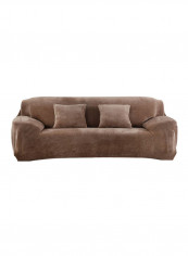 Solid Color Plush Sofa Slipcover Brown 40x15x30centimeter