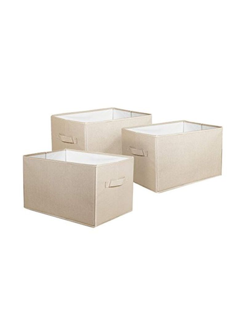 3-Piece Collapsible Storage Box Linen 16x12x10inch