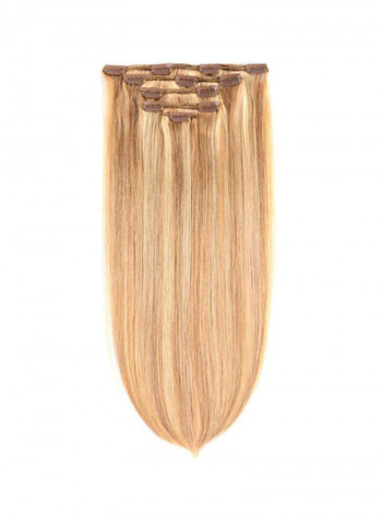 5-Piece Straight Clip In Human Hair Extension Light Ash Blonde Mix Blonde #18/613 14inch