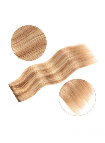 5-Piece Straight Clip In Human Hair Extension Light Ash Blonde Mix Blonde #18/613 14inch