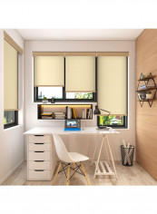 Single Mist Solar Roller Non-Blackout Window Shade Beige 160x175cm