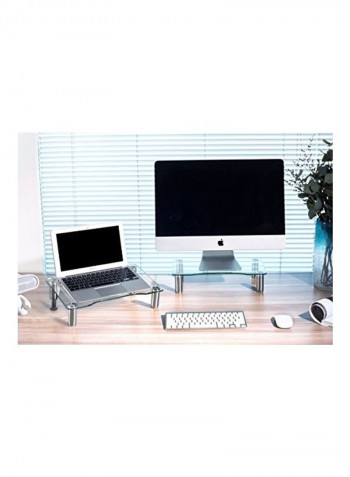 2-Piece Monitor Stand Set Clear/Silver