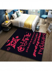 Printed Living Room Floor Rug Black/Pink 140x200cm