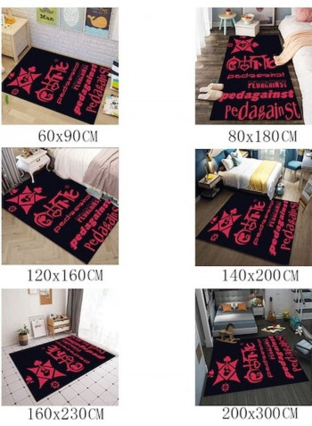 Printed Living Room Floor Rug Black/Pink 140x200cm