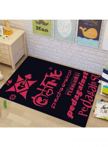 Printed Living Room Floor Rug Black/Pink 140x200cm