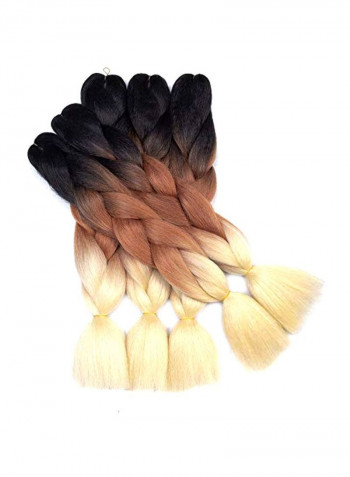 Pack Of 5 Ombre Braids Hair Extensions Black/Brown/Blonde 24inch