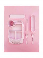 6-Piece Plate Bamboo Fiber Car Shape Flatware Set