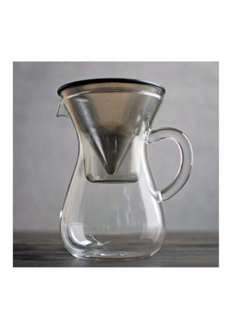 Glass Carafe With Strainer Clear/Silver 4.9x7x5.5inch