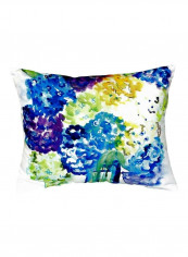 Hydrangea Decorative Pillow Blue/White/Green 16x20inch