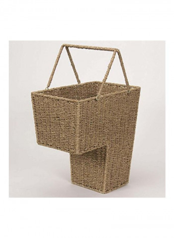 Seagrass Wicker Stair Step Basket Natural Brown 16x10x16inch