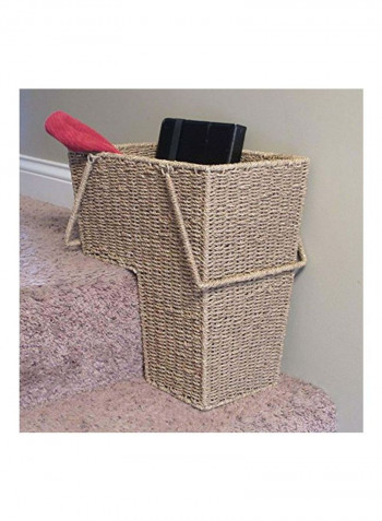 Seagrass Wicker Stair Step Basket Natural Brown 16x10x16inch