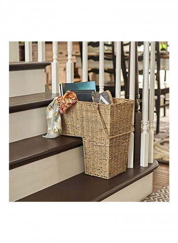 Seagrass Wicker Stair Step Basket Natural Brown 16x10x16inch