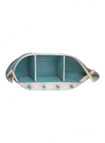Wood Wall Shelf With Hook Blue/White 37x37x37inch
