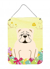 English Bulldog With Eggs Printed Wall/Door Hanging Multicolour 18 x 18inch