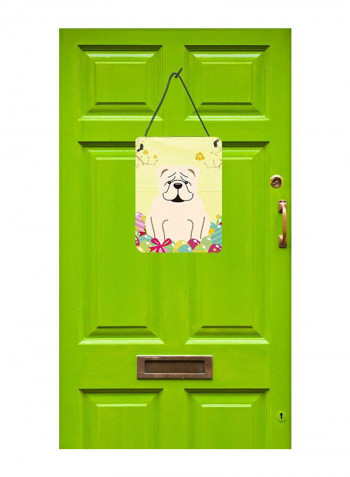 English Bulldog With Eggs Printed Wall/Door Hanging Multicolour 18 x 18inch