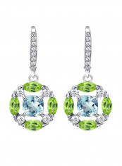 925 Sterling Silver Dangle Earrings With Topaz And Peridot