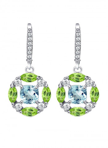 925 Sterling Silver Dangle Earrings With Topaz And Peridot