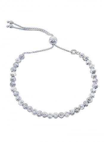 925 Sterling Silver Diamond-Cut Moonbeads Italian Adjustable Bead Bracelet