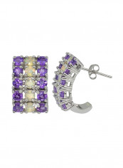 925 Sterling Silver Ethiopian Opal And African Amethyst 3 Row Half Hoop Stud Earrings reviews 925 Sterling Silver Ethiopian Opal And African Amethyst 3 Row Half Hoop Stud Earrings