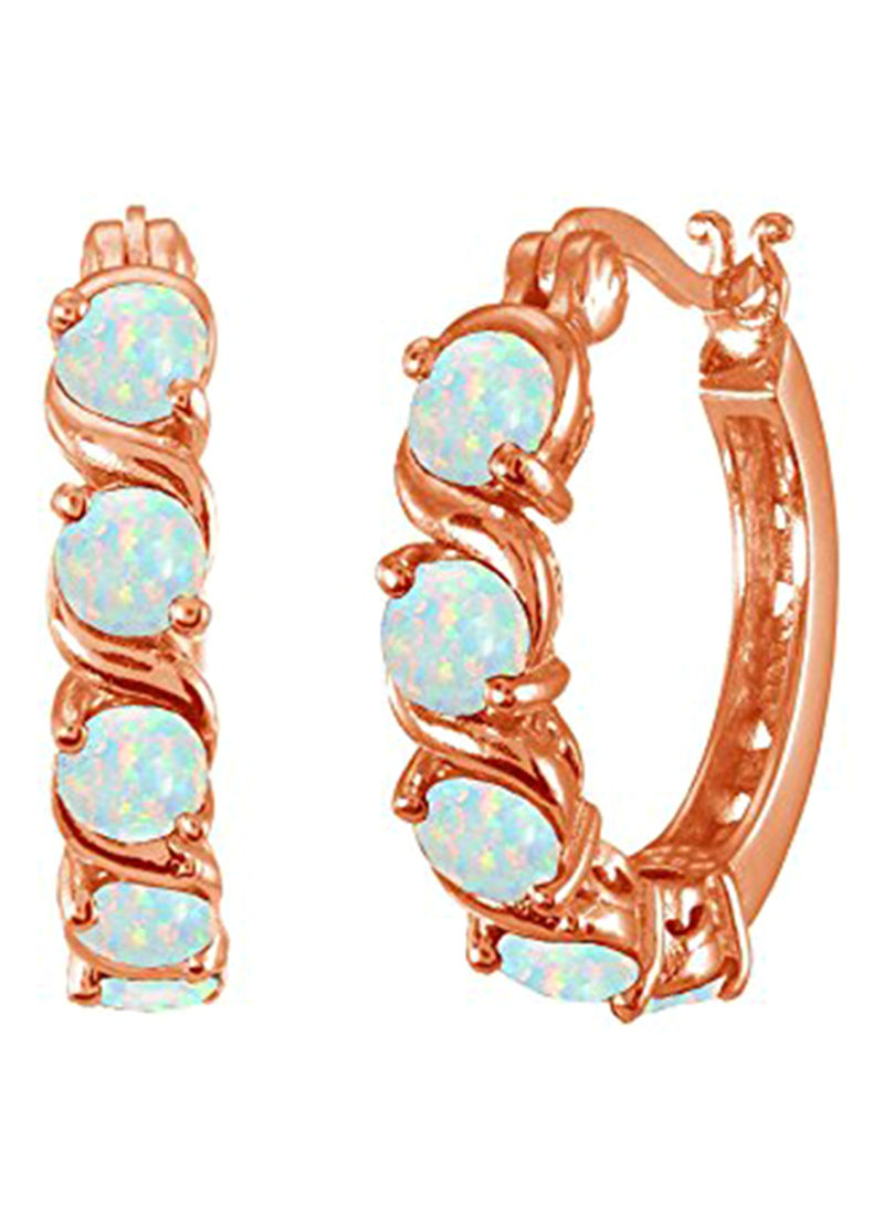 Simulated Opal S Design Round Hoop Earrings