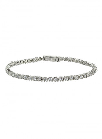 Sterling Silver Round Cut Design Tennis Bracelet