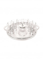 Round Tea Set With Handless 8Pc Silver 36X37X10centimeter