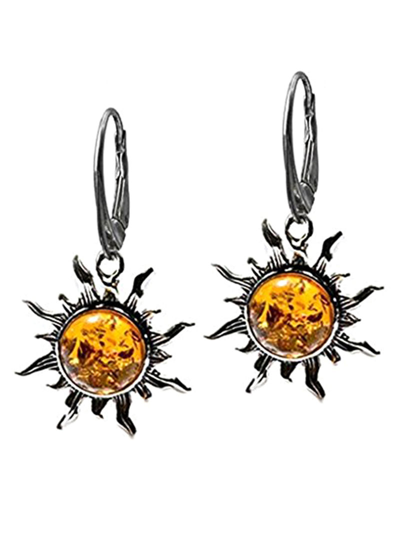 925 Sterling Silver Flaming Sun Clip-Ons