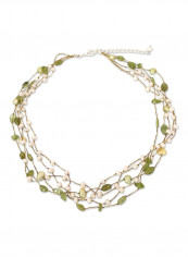 Peridot Dyed Cultured Freshwater Pearl Beaded Necklace Cloud Forest