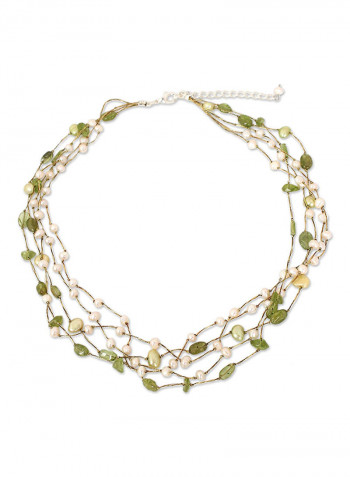 Peridot Dyed Cultured Freshwater Pearl Beaded Necklace Cloud Forest