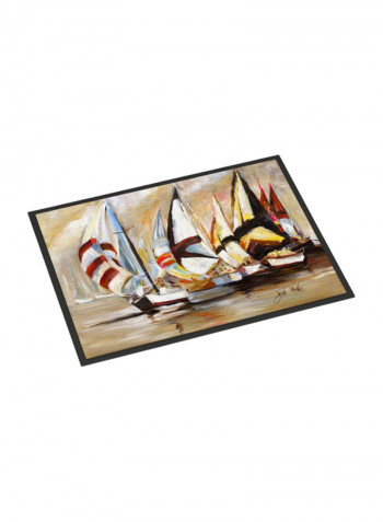 Boat Binge Sailboats Indoor/Outdoor Mat Multicolour 11 x 11inch