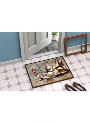 Boat Binge Sailboats Indoor/Outdoor Mat Multicolour 11 x 11inch