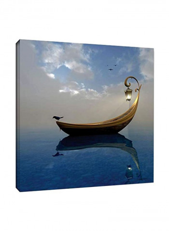 Narcissism Canvas Art Blue/Grey/Brown 14x14inch