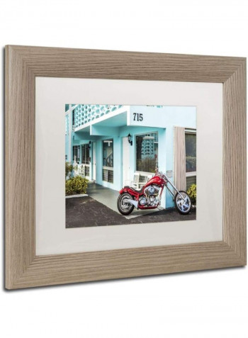 Red Motorcycle Framed Wall Art Multicolour 11 x 14inch