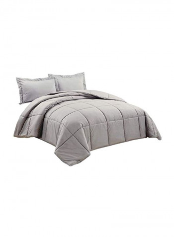 3-Piece Microfiber Comforter Set Grey Queen