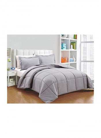 3-Piece Microfiber Comforter Set Grey Queen