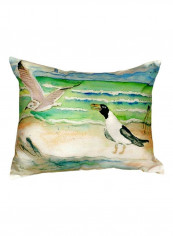 Seagulls Decorative Pillow Green/White/Black 16x20inch