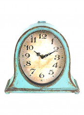 Metal Mantel Clock Blue/Beige/Black 3.75x9.5x8.5inch