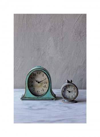 Metal Mantel Clock Blue/Beige/Black 3.75x9.5x8.5inch