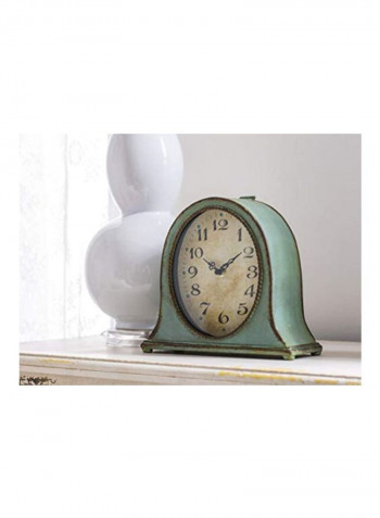 Metal Mantel Clock Blue/Beige/Black 3.75x9.5x8.5inch