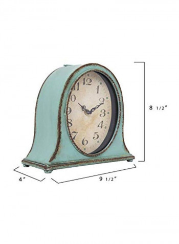 Metal Mantel Clock Blue/Beige/Black 3.75x9.5x8.5inch