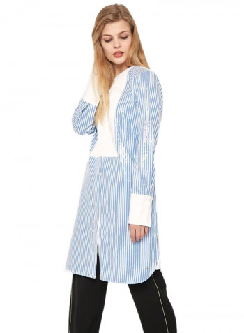 Long Sleeve Multi Tunic Blue/White