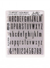 Tim Holtz Cling Rubber Stamp Set - Tall Text Grey/Black