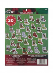 30-Piece Counted Cross Stitch Ornament Kit White/Red/Green