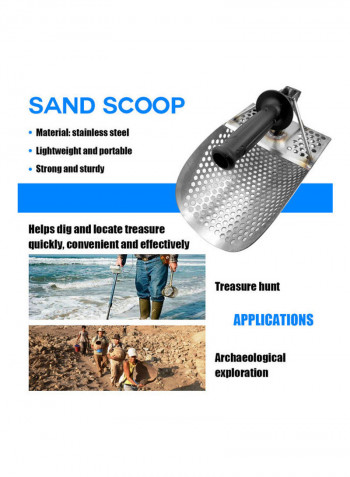 Metal Detecting Tool Beach Sand Scoop With Handle Silver Silver 35.00X19.00X23.00cm