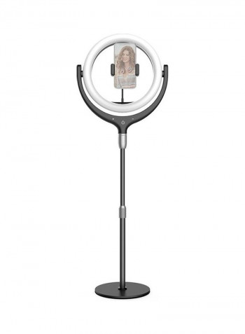 LED Selfie Round Light with Phone Clip White/Black