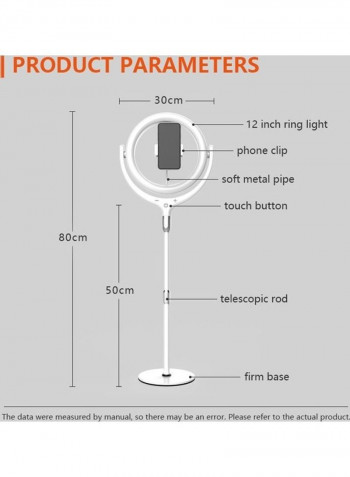 LED Selfie Round Light with Phone Clip White