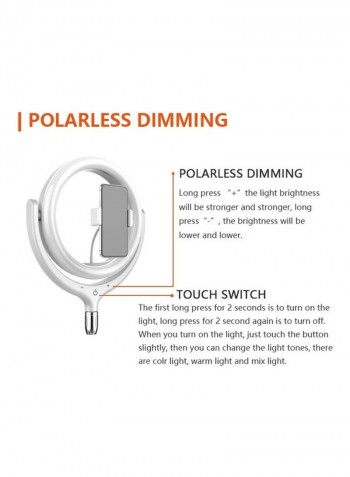 LED Selfie Round Light with Phone Clip White