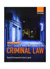 Smith, Hogan And Ormerod's Text, Cases And Materials On Criminal Law Paperback English by David Ormerod